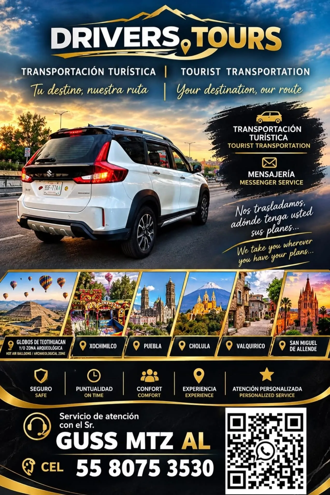 Material promocional de Drivers Tours: Puebla, Cholula y Val’Quirico